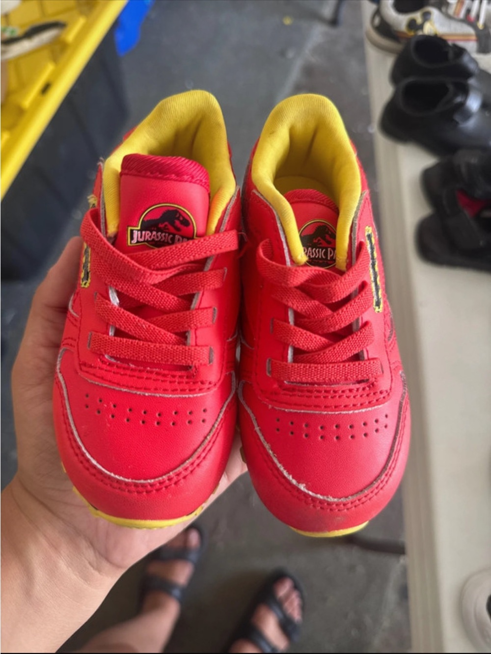 Red & Yellow Kids Sneakers- Reebok Jurassic Park